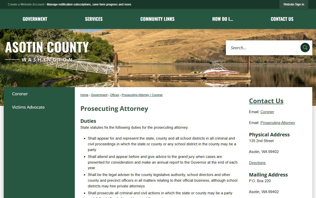 Asotin County prosecutor page for charges filed after jail arrest